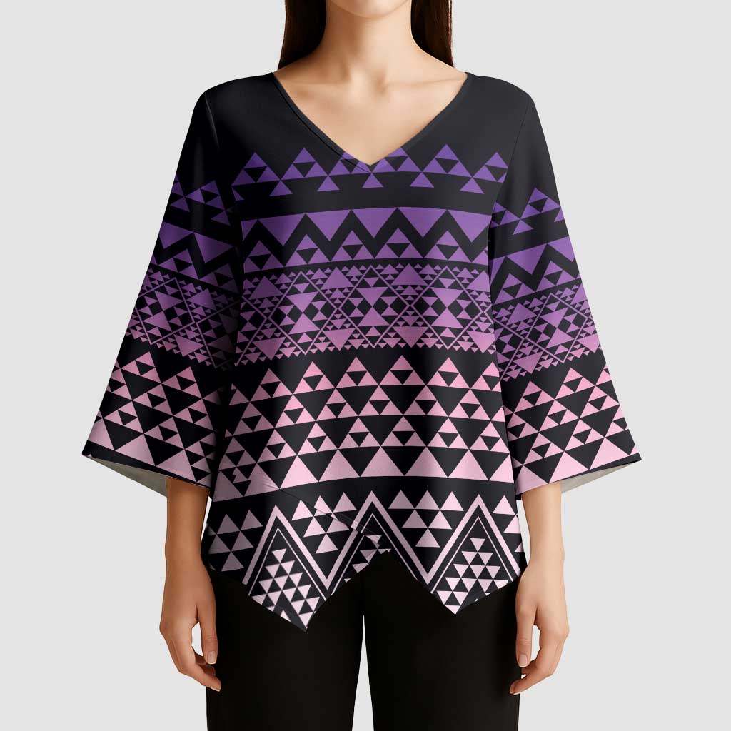 Maori Niho Taniwha Te Wheiao Kimono Sleeve Blouse Waiporoporo - Polynesian Pride