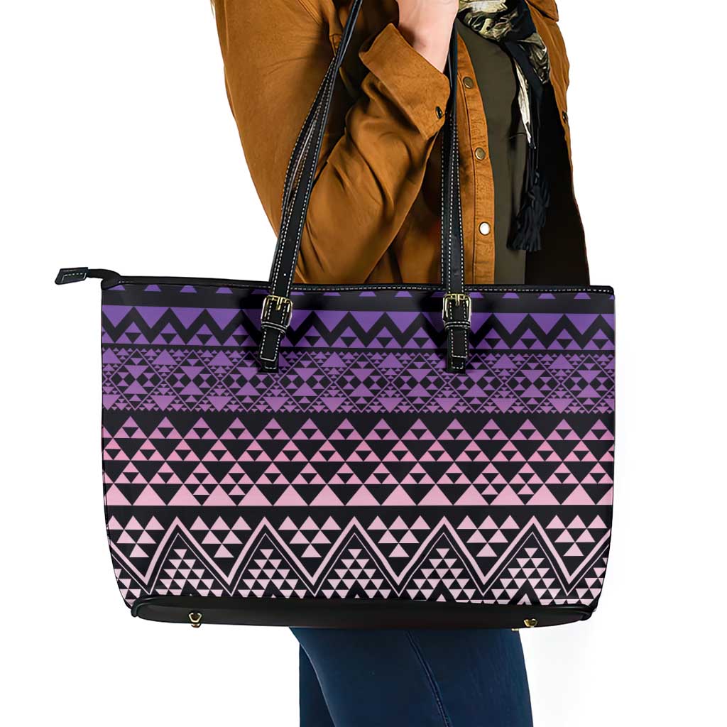 Maori Niho Taniwha Te Wheiao Leather Tote Bag Waiporoporo - Polynesian Pride