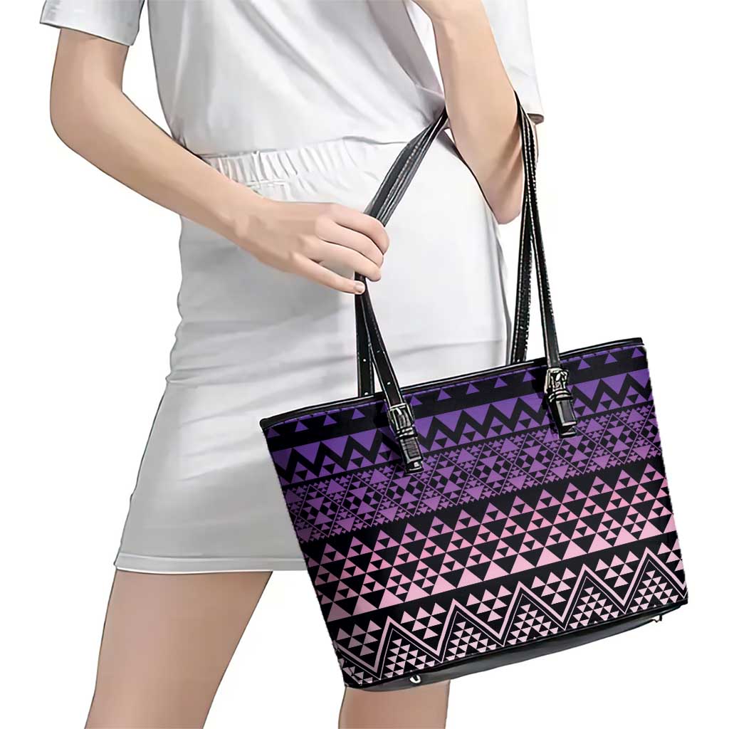 Maori Niho Taniwha Te Wheiao Leather Tote Bag Waiporoporo - Polynesian Pride