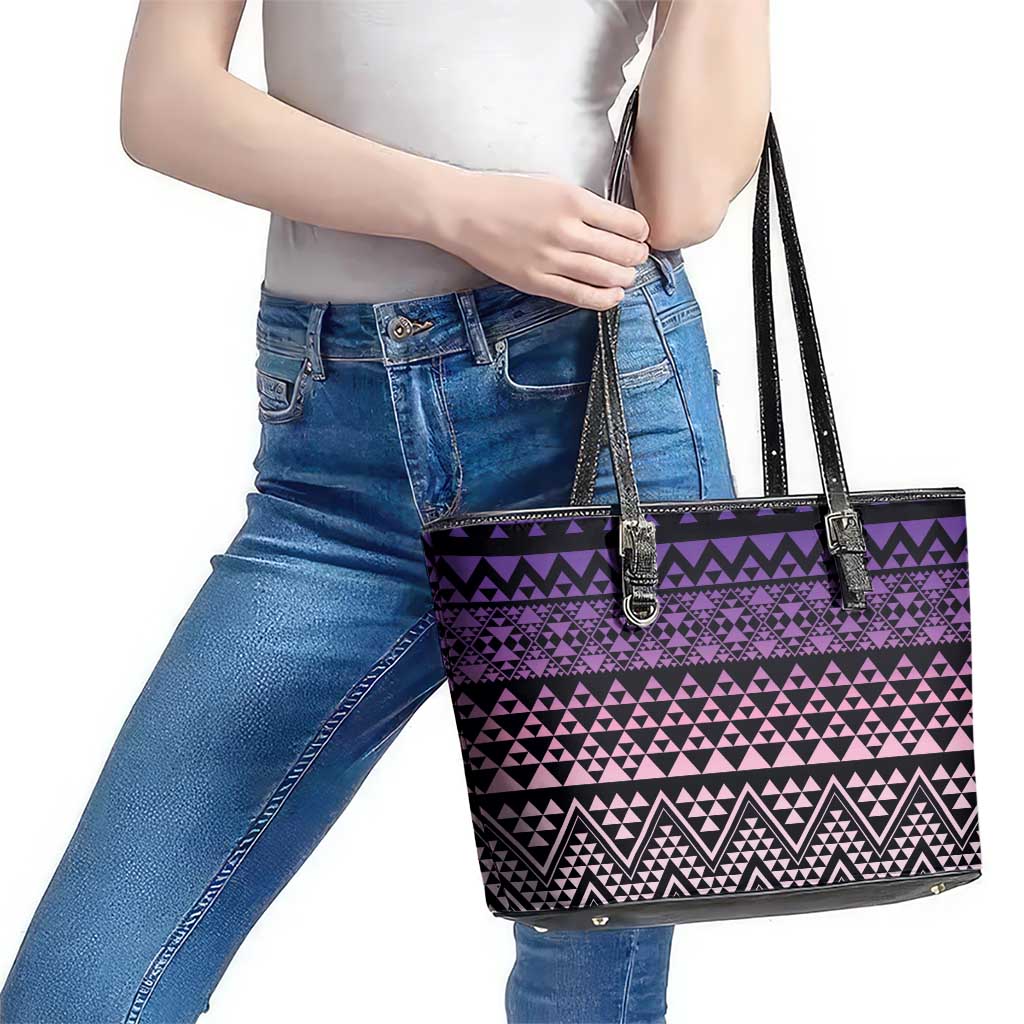 Maori Niho Taniwha Te Wheiao Leather Tote Bag Waiporoporo - Polynesian Pride