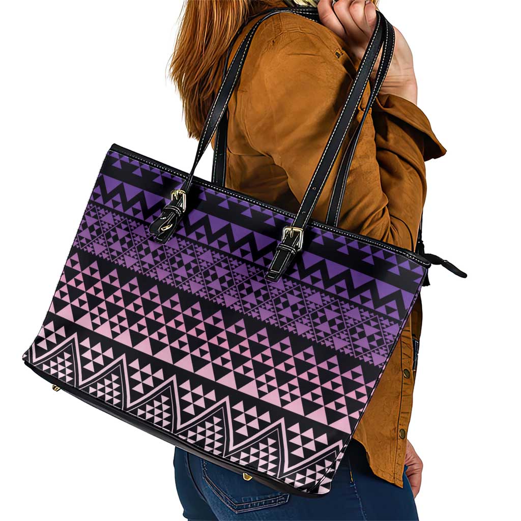 Maori Niho Taniwha Te Wheiao Leather Tote Bag Waiporoporo - Polynesian Pride