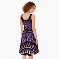 Maori Niho Taniwha Te Wheiao Midi Dress Waiporoporo - Polynesian Pride