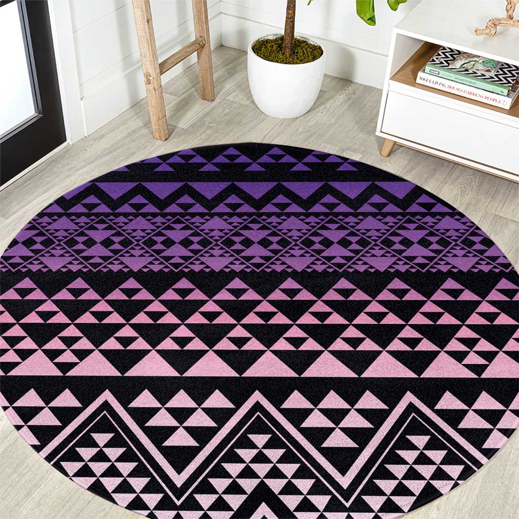 Maori Niho Taniwha Te Wheiao Round Carpet Waiporoporo - Polynesian Pride