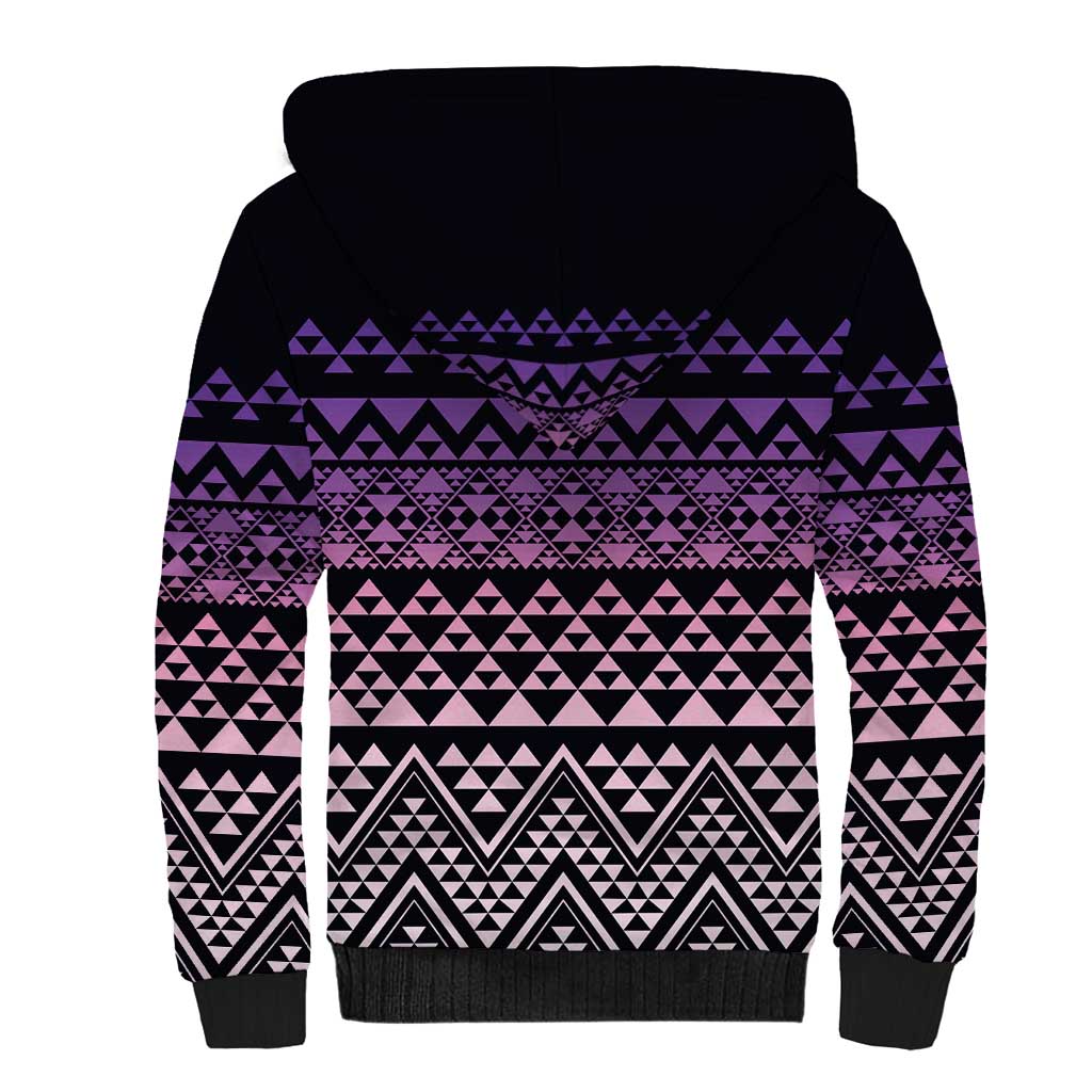 Maori Niho Taniwha Te Wheiao Sherpa Hoodie Waiporoporo - Polynesian Pride