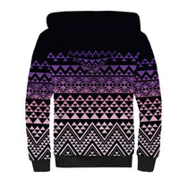 Maori Niho Taniwha Te Wheiao Sherpa Hoodie Waiporoporo - Polynesian Pride