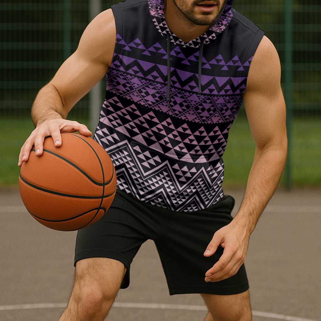 Maori Niho Taniwha Te Wheiao Sleeveless Hoodie Waiporoporo - Polynesian Pride