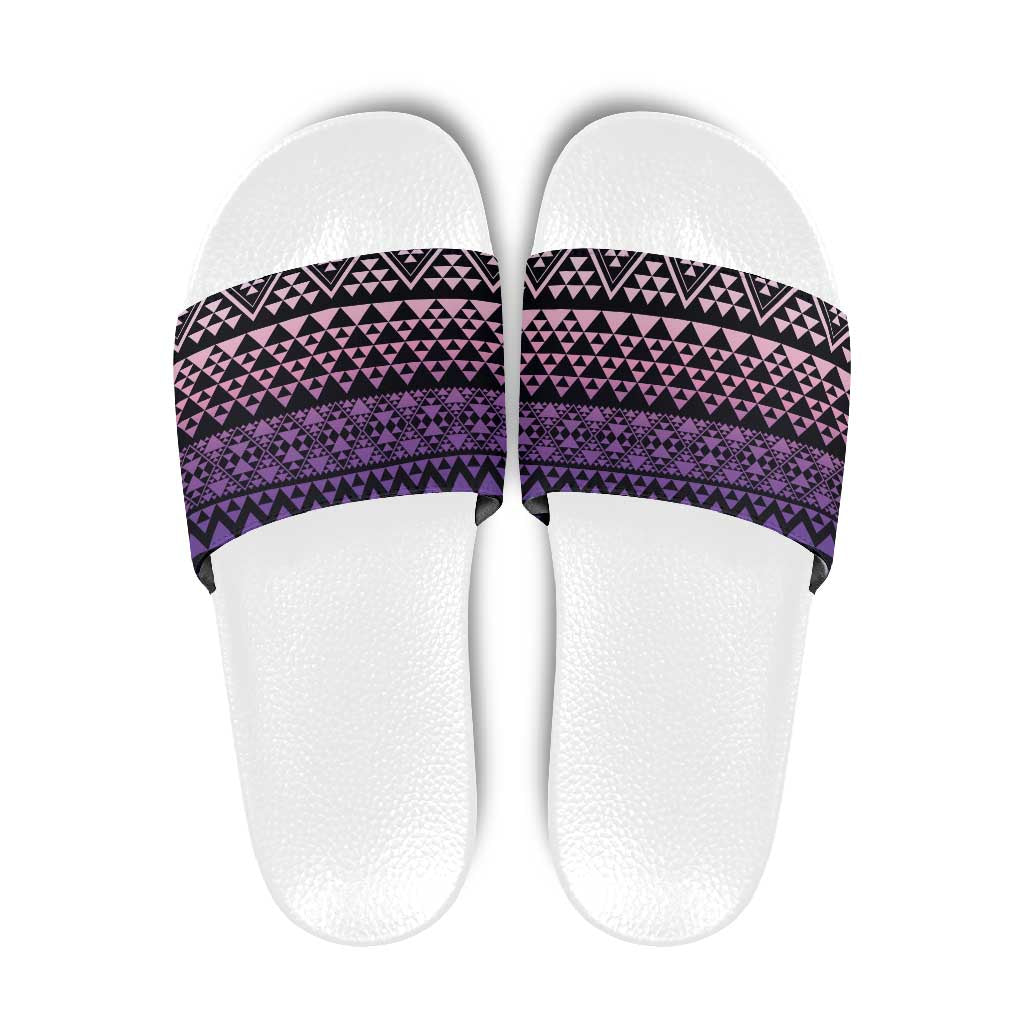 Maori Niho Taniwha Te Wheiao Slide Sandals Waiporoporo - Polynesian Pride