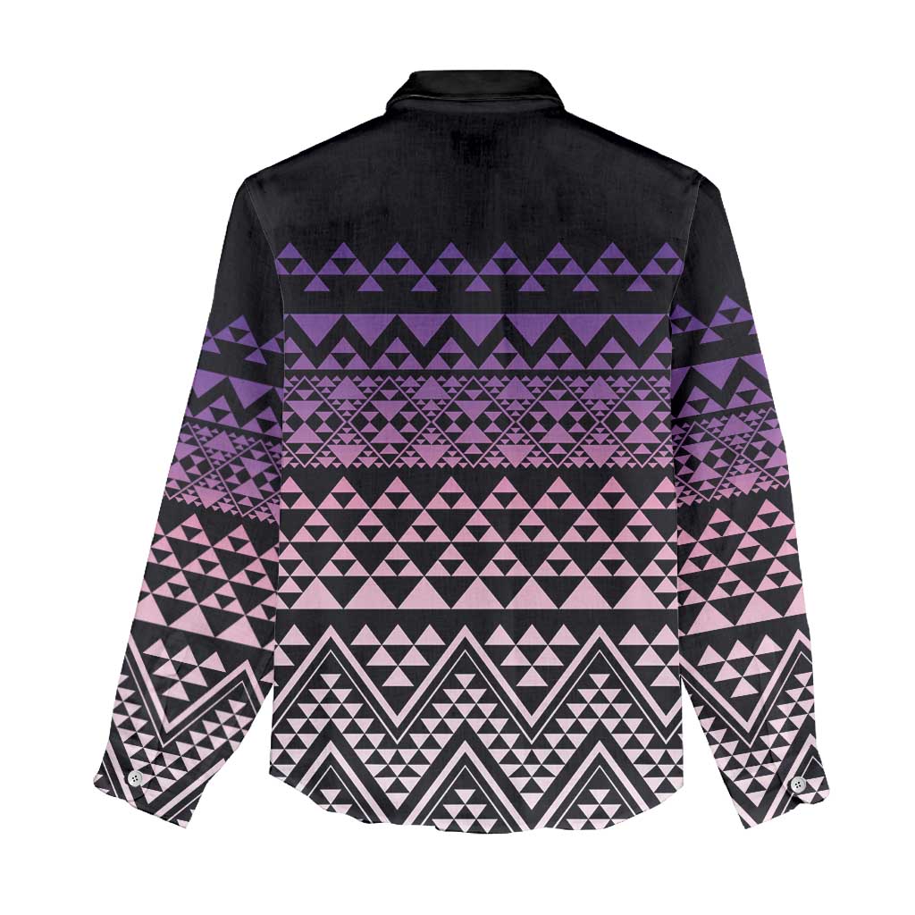 Maori Niho Taniwha Te Wheiao Women Casual Shirt Waiporoporo - Polynesian Pride