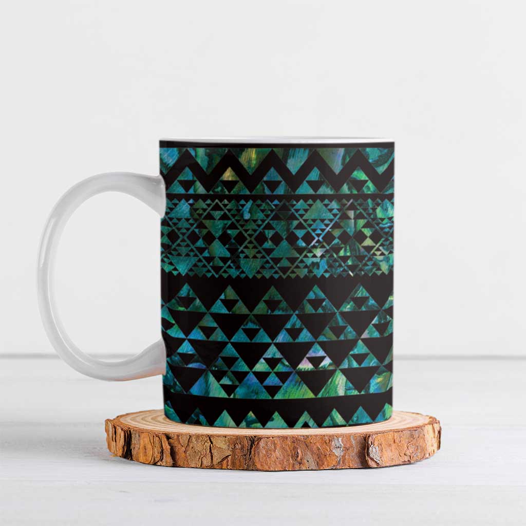 Maori Niho Taniwha Te Wheiao Ceramic Mug Paua Shell - Polynesian Pride