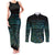 Maori Niho Taniwha Te Wheiao Couples Matching Tank Maxi Dress and Long Sleeve Button Shirt Paua Shell - Polynesian Pride