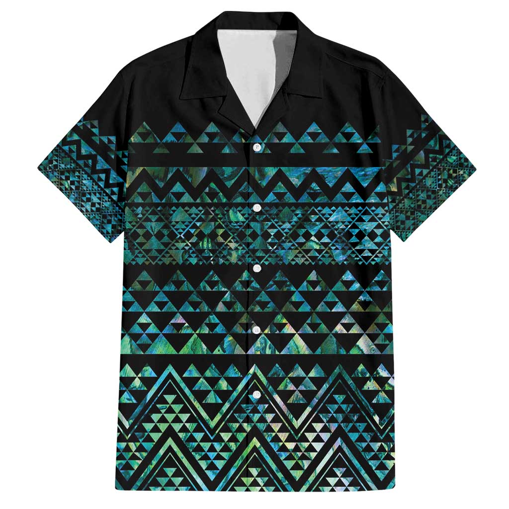 Maori Niho Taniwha Te Wheiao Family Matching Long Sleeve Bodycon Dress and Hawaiian Shirt Paua Shell LT7 Dad's Shirt - Short Sleeve Colorful - Polynesian Pride
