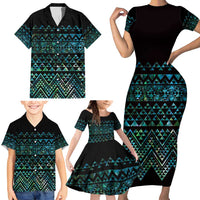 Maori Niho Taniwha Te Wheiao Family Matching Short Sleeve Bodycon Dress and Hawaiian Shirt Paua Shell LT7 - Polynesian Pride