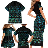 Maori Niho Taniwha Te Wheiao Family Matching Short Sleeve Bodycon Dress and Hawaiian Shirt Paua Shell LT7 - Polynesian Pride