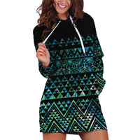 Maori Niho Taniwha Te Wheiao Hoodie Dress Paua Shell - Polynesian Pride