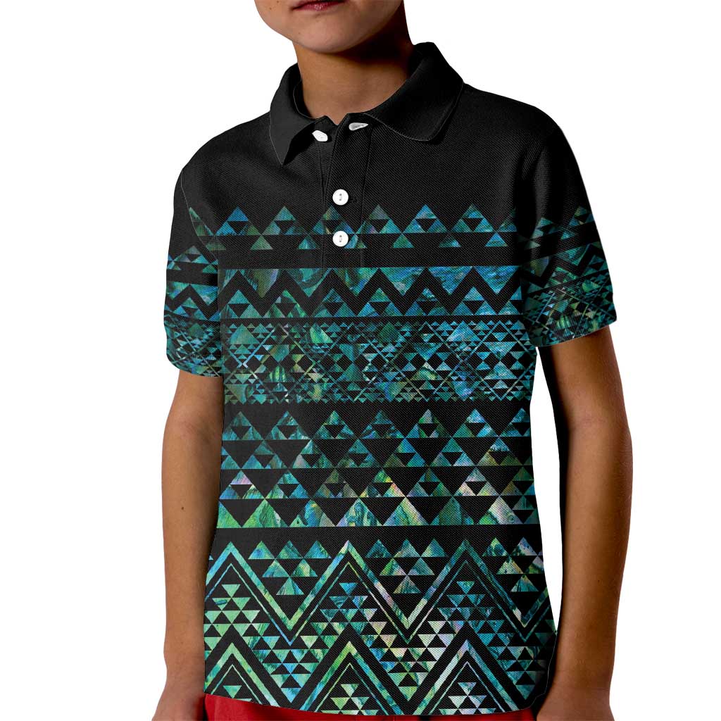 Maori Niho Taniwha Te Wheiao Kid Polo Shirt Paua Shell - Polynesian Pride
