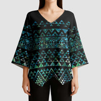 Maori Niho Taniwha Te Wheiao Kimono Sleeve Blouse Paua Shell - Polynesian Pride