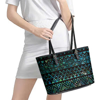 Maori Niho Taniwha Te Wheiao Leather Tote Bag Paua Shell - Polynesian Pride