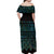 Maori Niho Taniwha Te Wheiao Off Shoulder Maxi Dress Paua Shell - Polynesian Pride