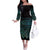 Maori Niho Taniwha Te Wheiao Off The Shoulder Long Sleeve Dress Paua Shell - Polynesian Pride
