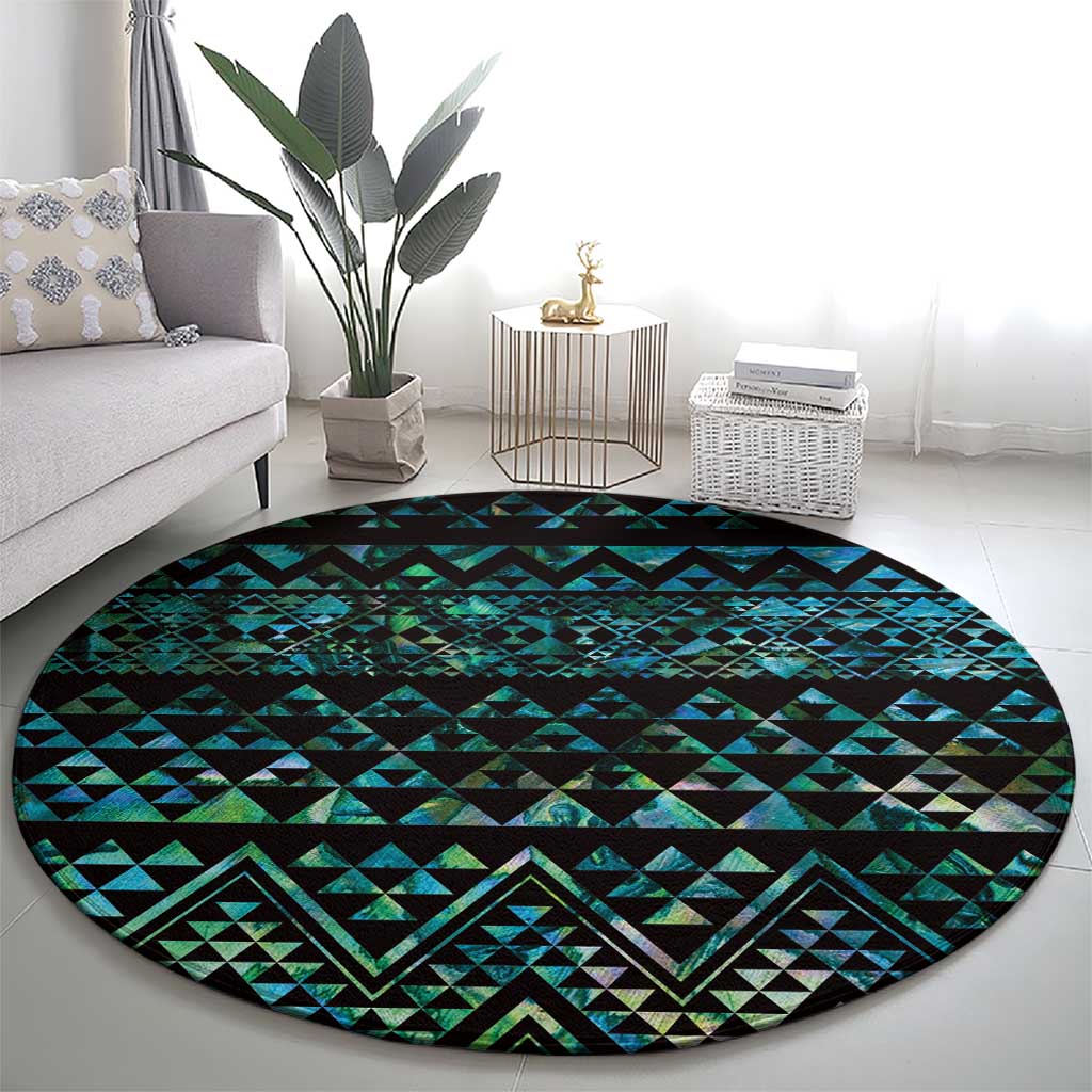 Maori Niho Taniwha Te Wheiao Round Carpet Paua Shell - Polynesian Pride