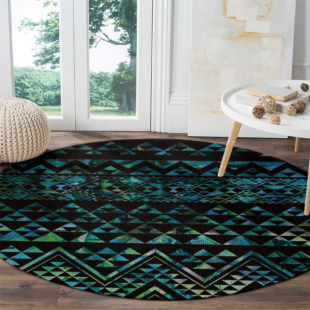 Maori Niho Taniwha Te Wheiao Round Carpet Paua Shell - Polynesian Pride