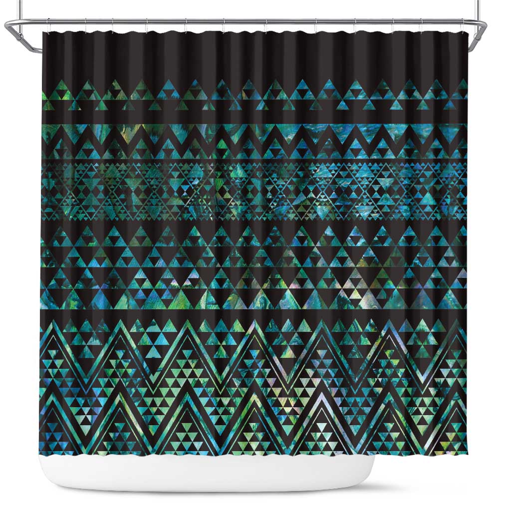 Maori Niho Taniwha Te Wheiao Shower Curtain Paua Shell - Polynesian Pride