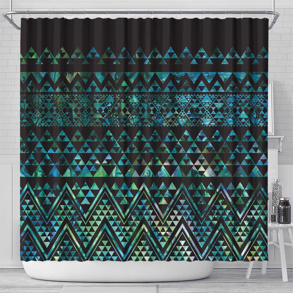 Maori Niho Taniwha Te Wheiao Shower Curtain Paua Shell - Polynesian Pride