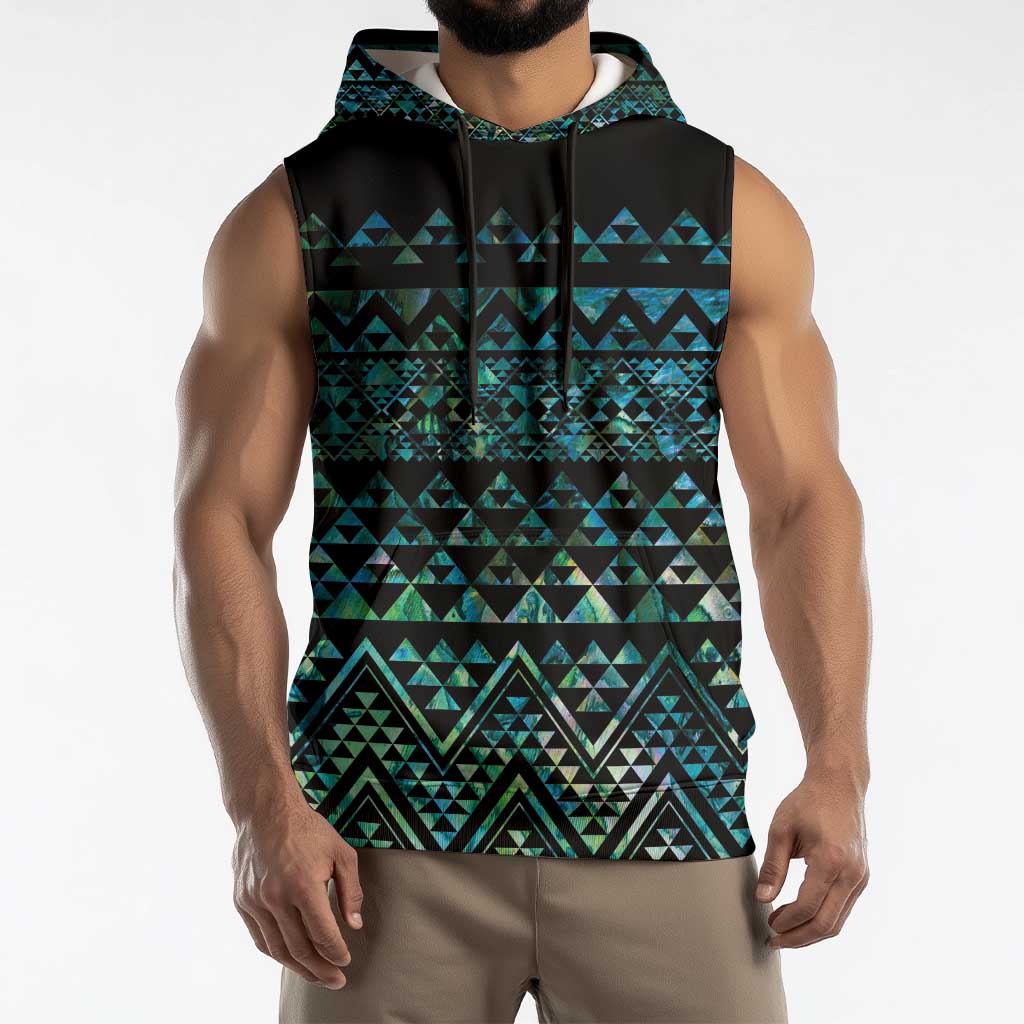 Maori Niho Taniwha Te Wheiao Sleeveless Hoodie Paua Shell - Polynesian Pride