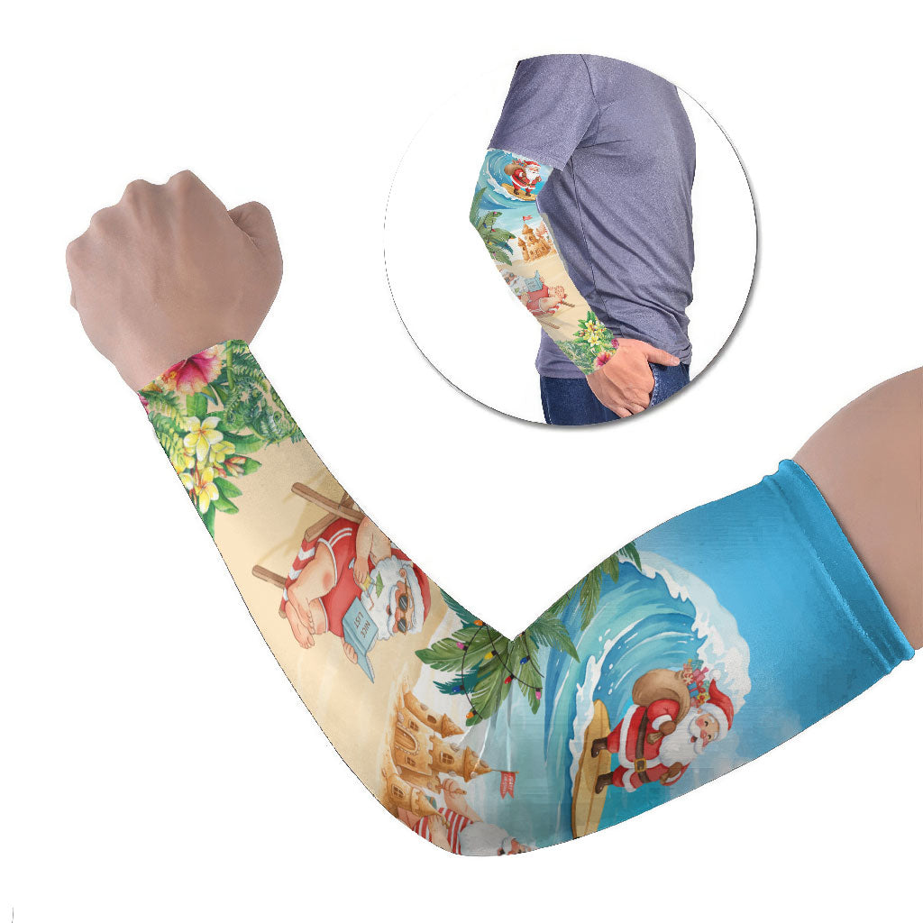 Tropical Christmas Funny Santa Arm Sleeves Beach Vacation LT7 Set of 2 Multicolor - Polynesian Pride