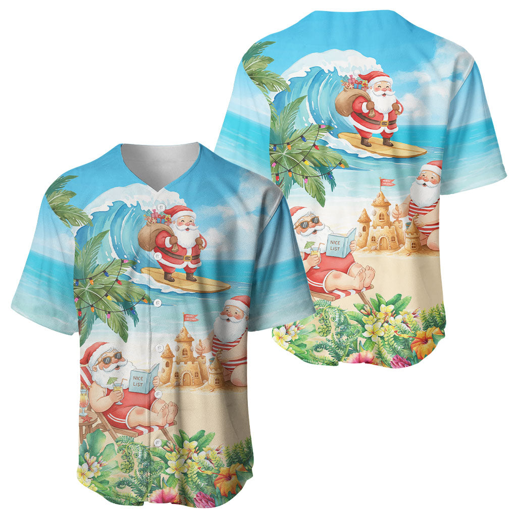 Tropical Christmas Funny Santa Baseball Jersey Beach Vacation LT7 - Polynesian Pride