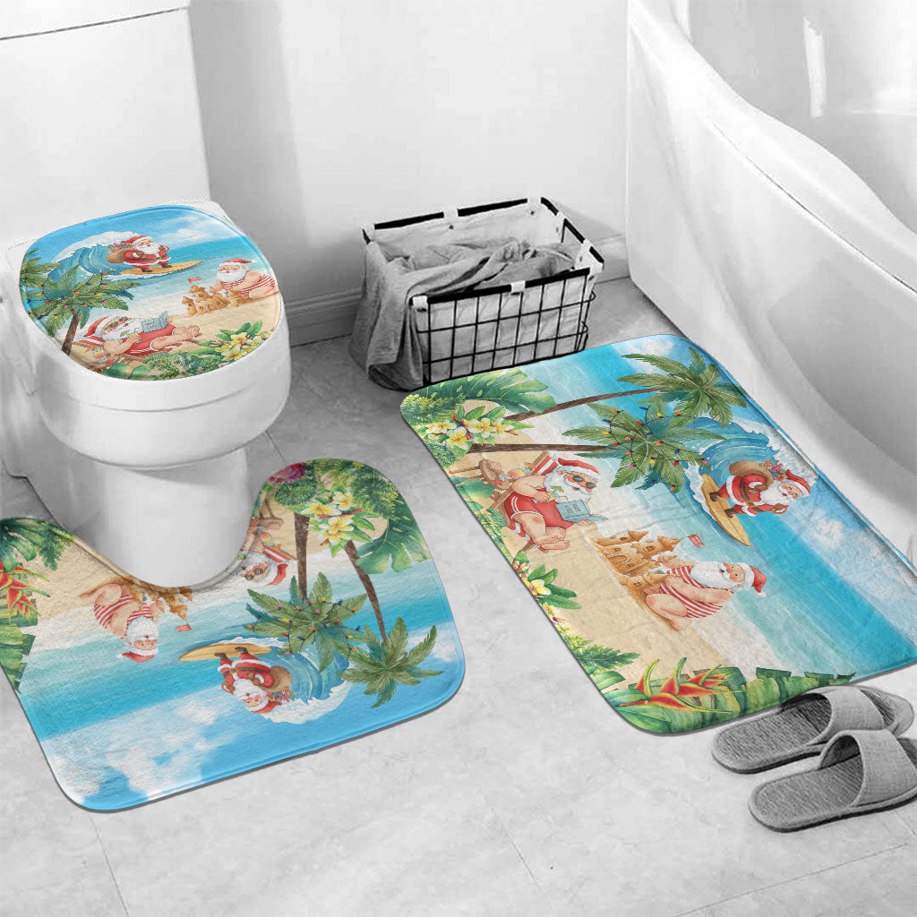 Tropical Christmas Funny Santa Bathroom Set Beach Vacation LT7 Mat Set Only (3 pcs) One Size Multicolor - Polynesian Pride