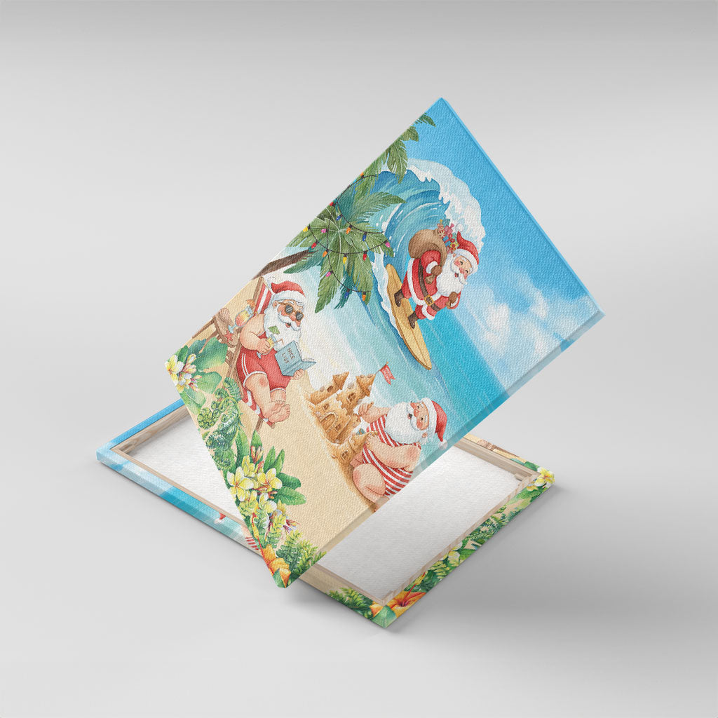 Tropical Christmas Funny Santa Canvas Wall Art Beach Vacation LT7 With Frame Multicolor - Polynesian Pride