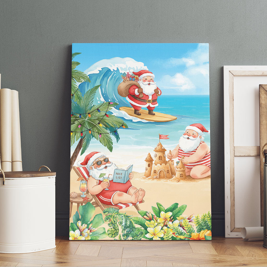 Tropical Christmas Funny Santa Canvas Wall Art Beach Vacation LT7 - Polynesian Pride