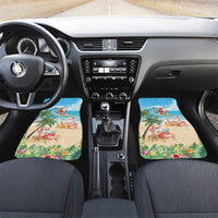 Tropical Christmas Funny Santa Car Mats Beach Vacation LT7 Set 2pcs - Front Multicolor - Polynesian Pride