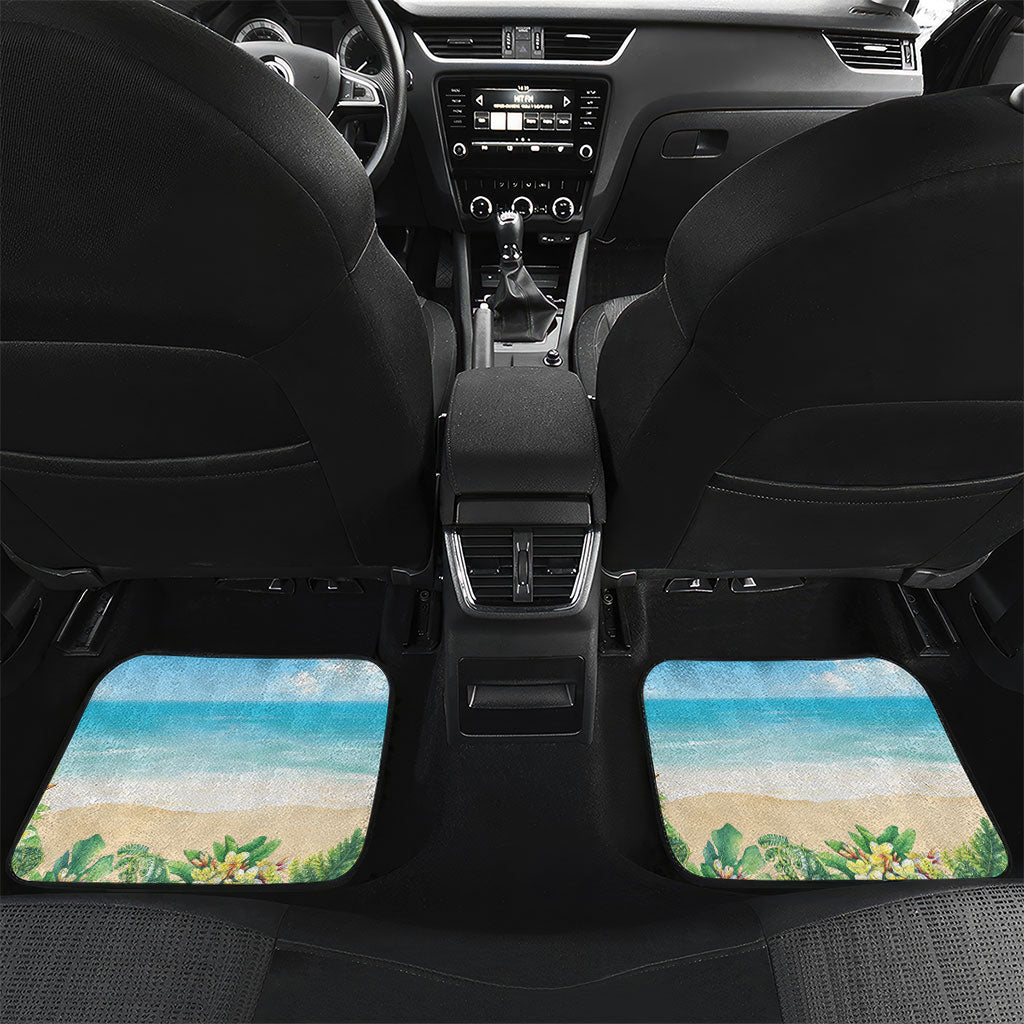 Tropical Christmas Funny Santa Car Mats Beach Vacation LT7 Set 2pcs - Back Multicolor - Polynesian Pride