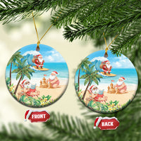 Tropical Christmas Funny Santa Ceramic Ornament Beach Vacation LT7 Circle Multicolor - Polynesian Pride