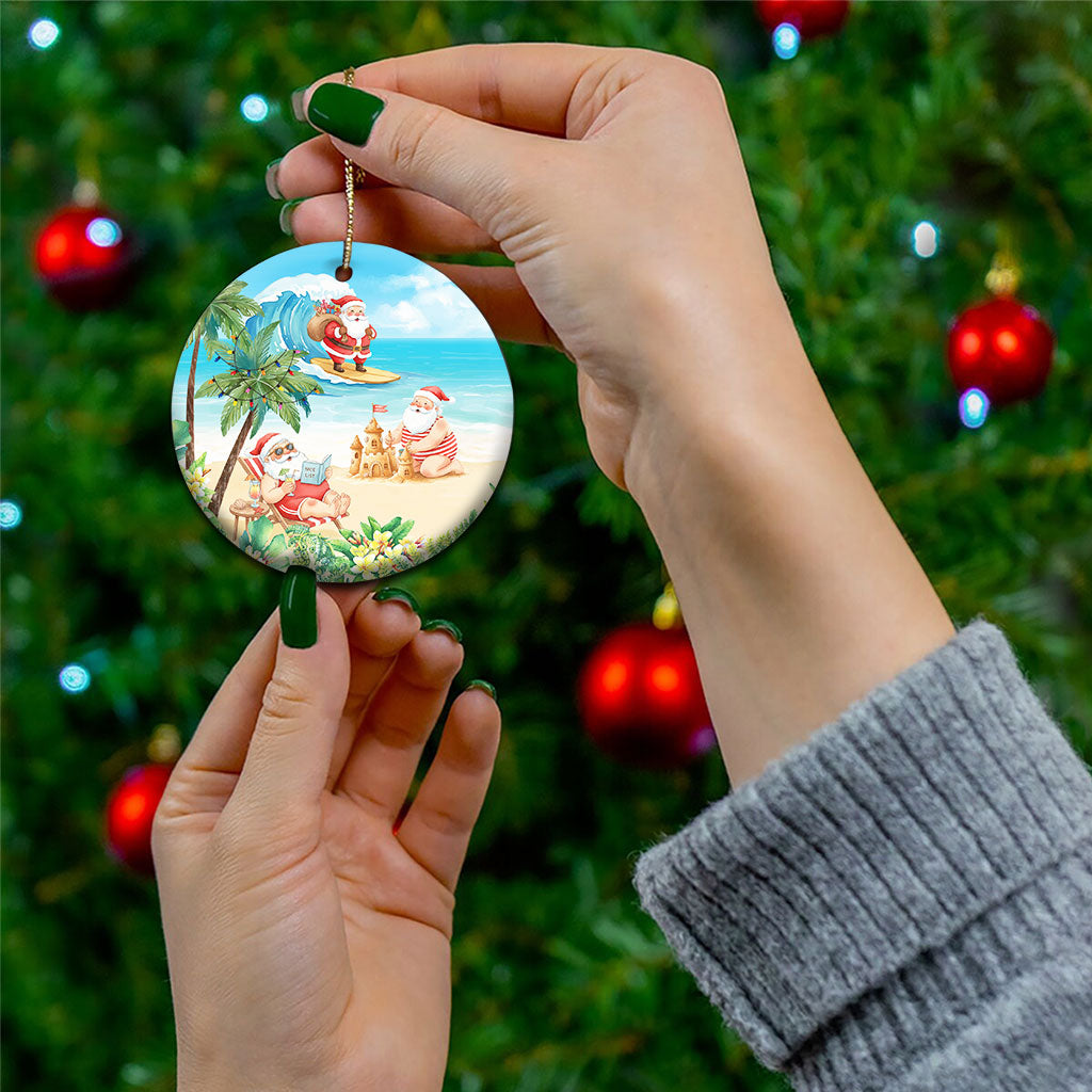 Tropical Christmas Funny Santa Ceramic Ornament Beach Vacation LT7 - Polynesian Pride