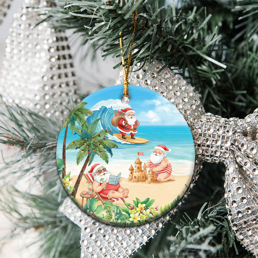 Tropical Christmas Funny Santa Ceramic Ornament Beach Vacation LT7 - Polynesian Pride