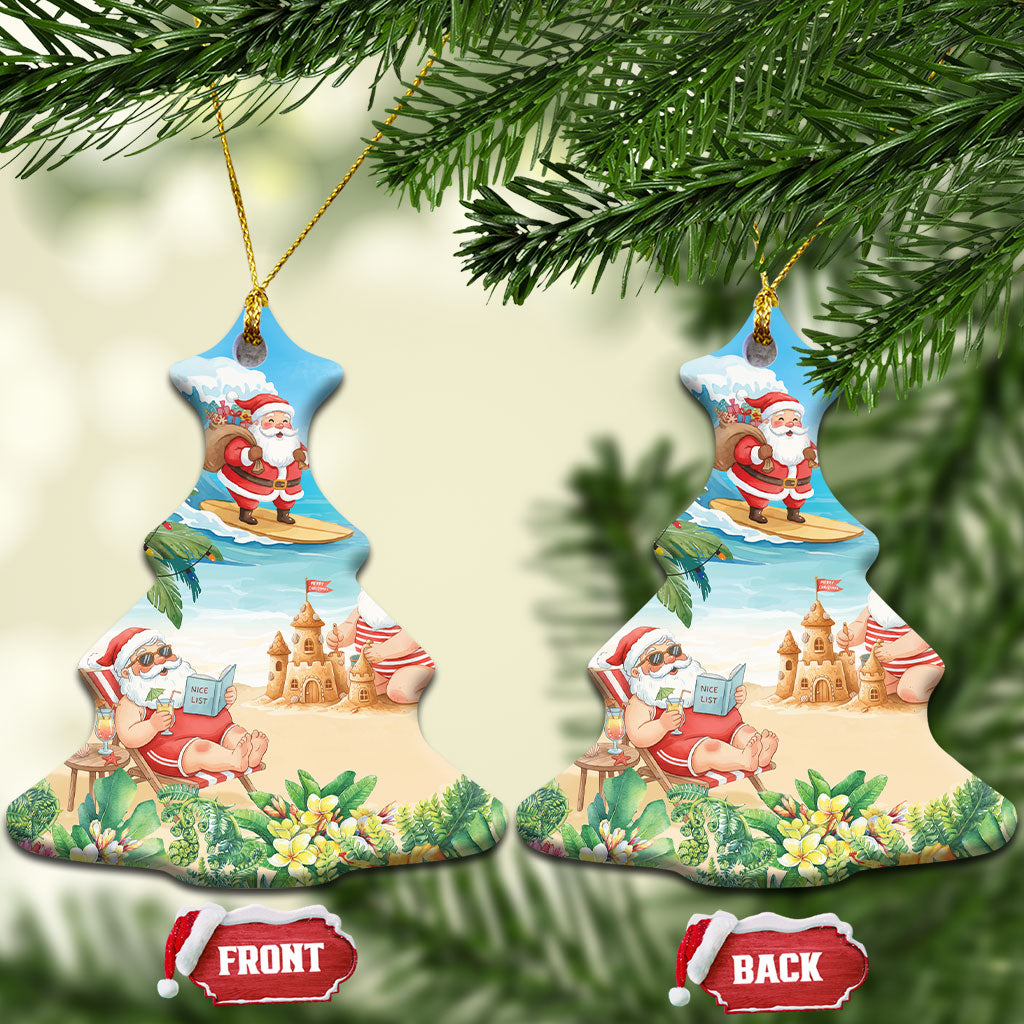 Tropical Christmas Funny Santa Ceramic Ornament Beach Vacation LT7 Christmas Tree Multicolor - Polynesian Pride