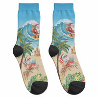 Tropical Christmas Funny Santa Crew Socks Beach Vacation LT7 - Polynesian Pride