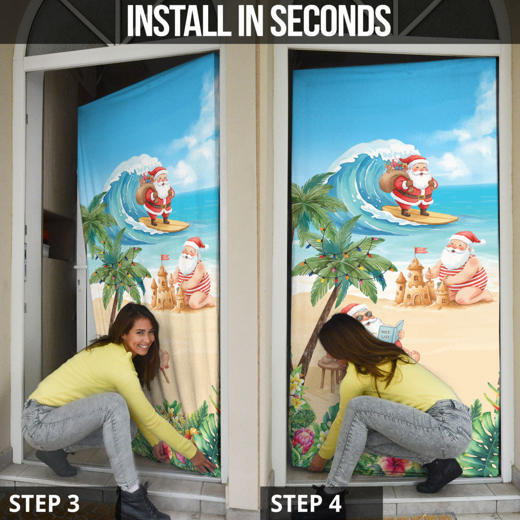 Tropical Christmas Funny Santa Door Cover Beach Vacation LT7 - Polynesian Pride