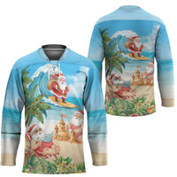 Tropical Christmas Funny Santa Hockey Jersey Beach Vacation LT7 - Polynesian Pride