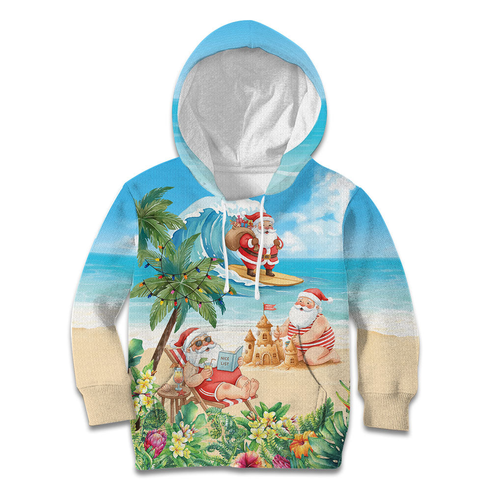 Tropical Christmas Funny Santa Kid Hoodie Beach Vacation LT7 Hoodie Multicolor - Polynesian Pride