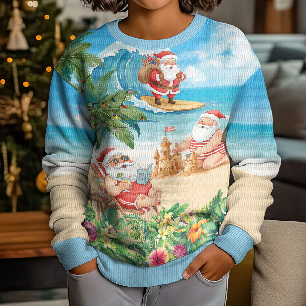 Tropical Christmas Funny Santa Kid Ugly Christmas Sweater Beach Vacation LT7 - Polynesian Pride