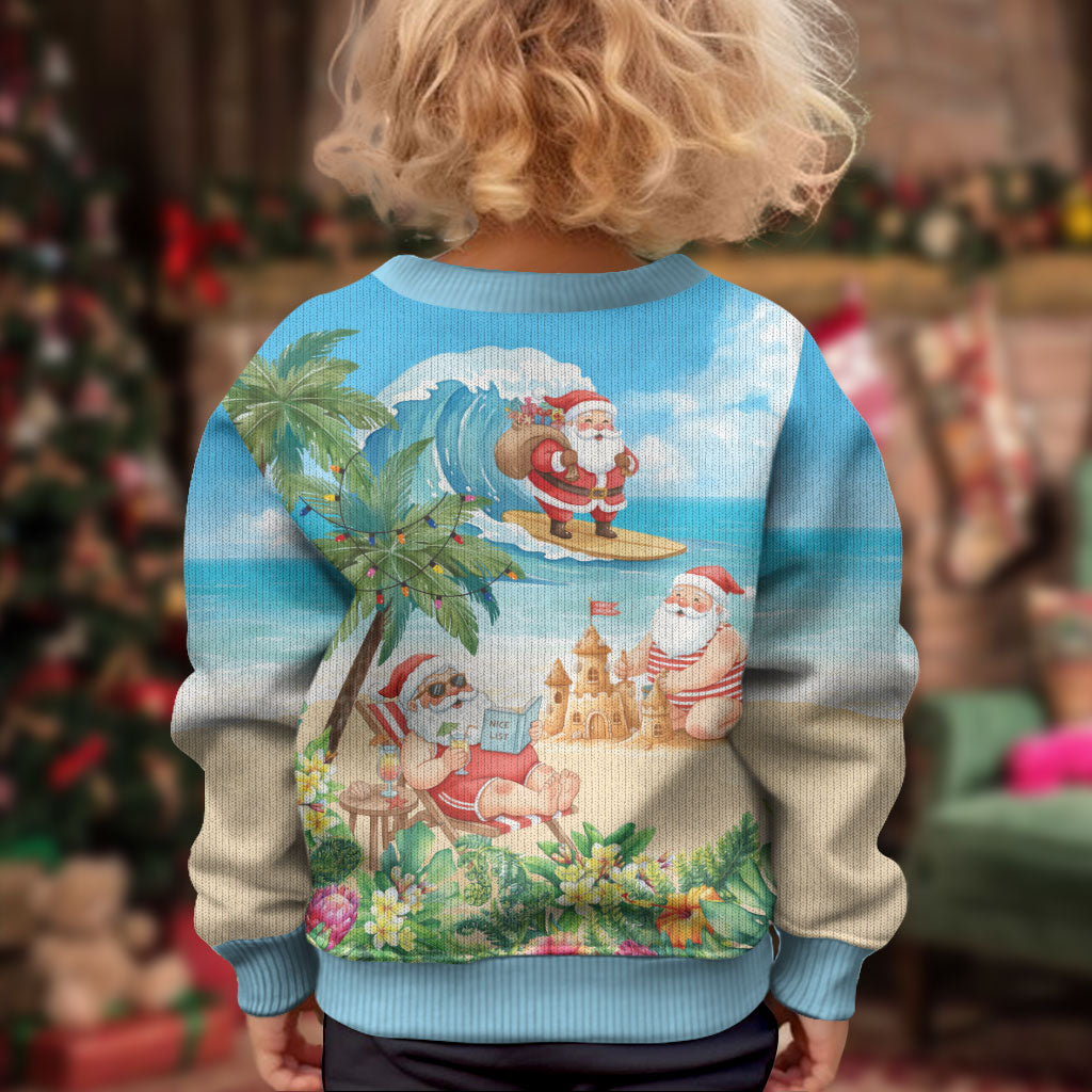 Tropical Christmas Funny Santa Kid Ugly Christmas Sweater Beach Vacation LT7 - Polynesian Pride