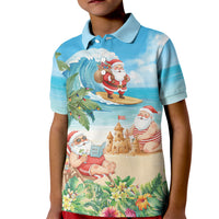 Tropical Christmas Funny Santa Kid Polo Shirt Beach Vacation LT7 Kid Multicolor - Polynesian Pride