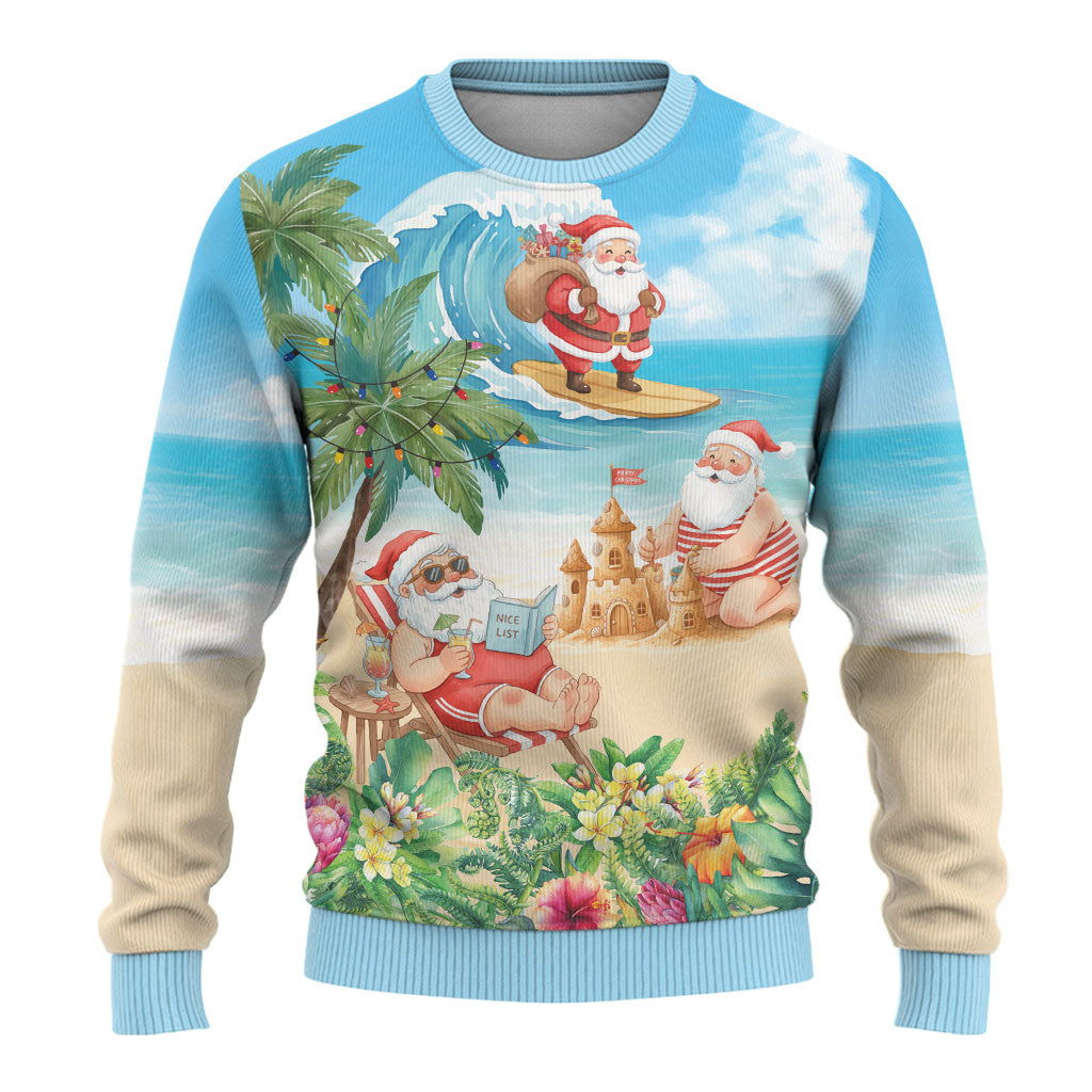 Tropical Christmas Funny Santa Ugly Christmas Sweater Beach Vacation LT7 - Polynesian Pride