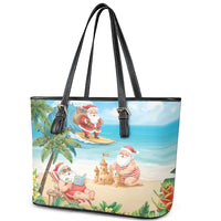 Tropical Christmas Funny Santa Leather Tote Bag Beach Vacation LT7 - Polynesian Pride