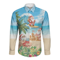 Tropical Christmas Funny Santa Long Sleeve Button Shirt Beach Vacation LT7 Unisex Multicolor - Polynesian Pride
