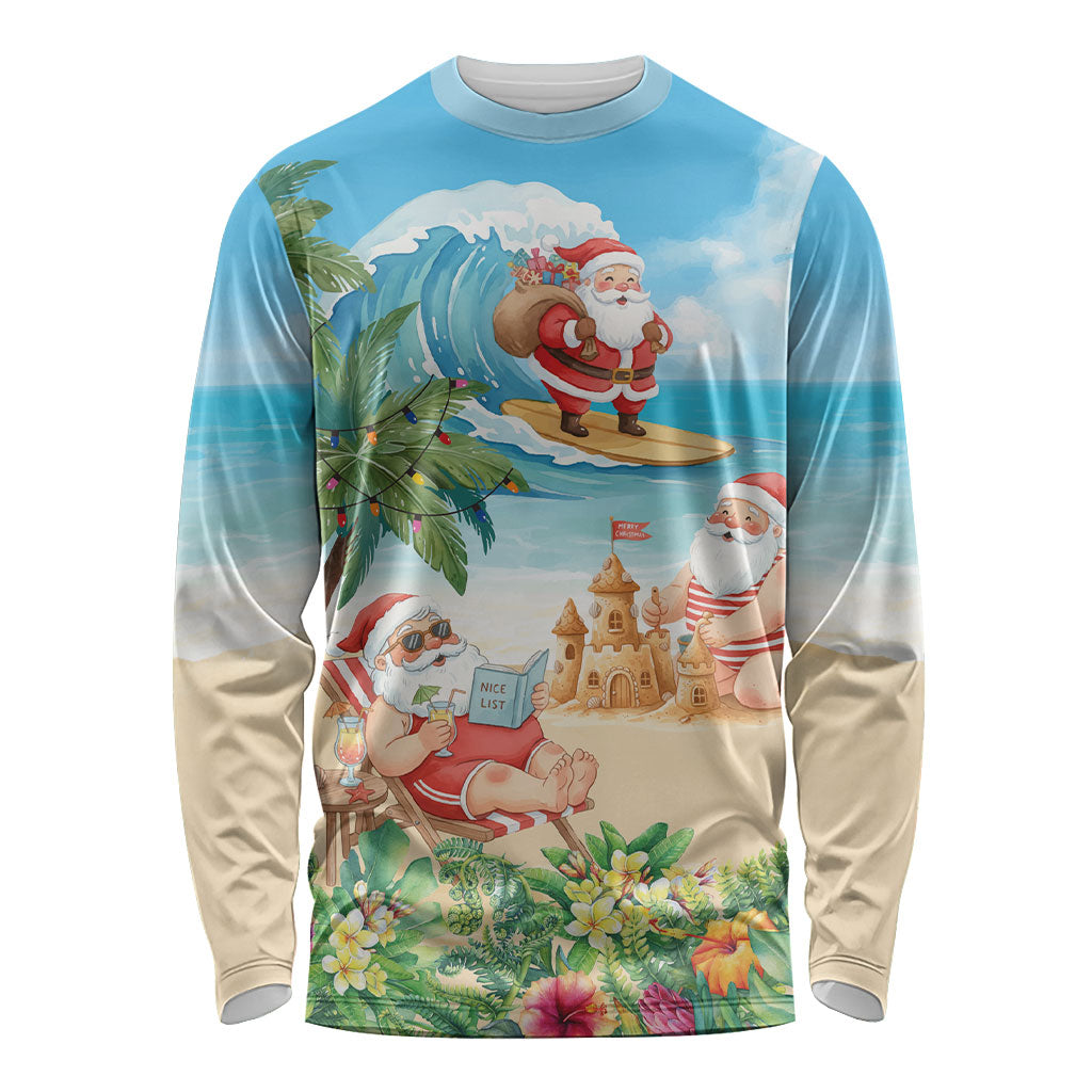 Tropical Christmas Funny Santa Long Sleeve Shirt Beach Vacation LT7 Unisex Multicolor - Polynesian Pride